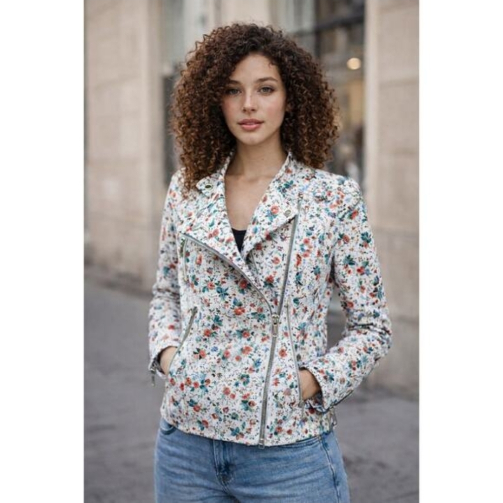 GAP Moto Jacket - Red Floral - Fully Lined - XL - NWOT - Picture 5 of 16